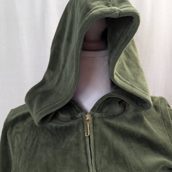 Juicy Couture Size Medium Olive Velour Jacket - Picture 4 of 14